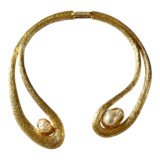 Sculptural Baroque Pearl Open Choker | 18k Gold Plated Statement Collar