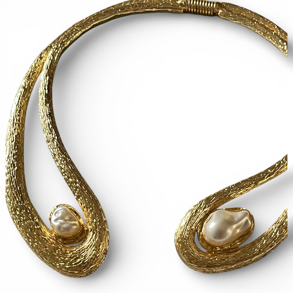 Sculptural Baroque Pearl Open Choker | 18k Gold Plated Statement Collar