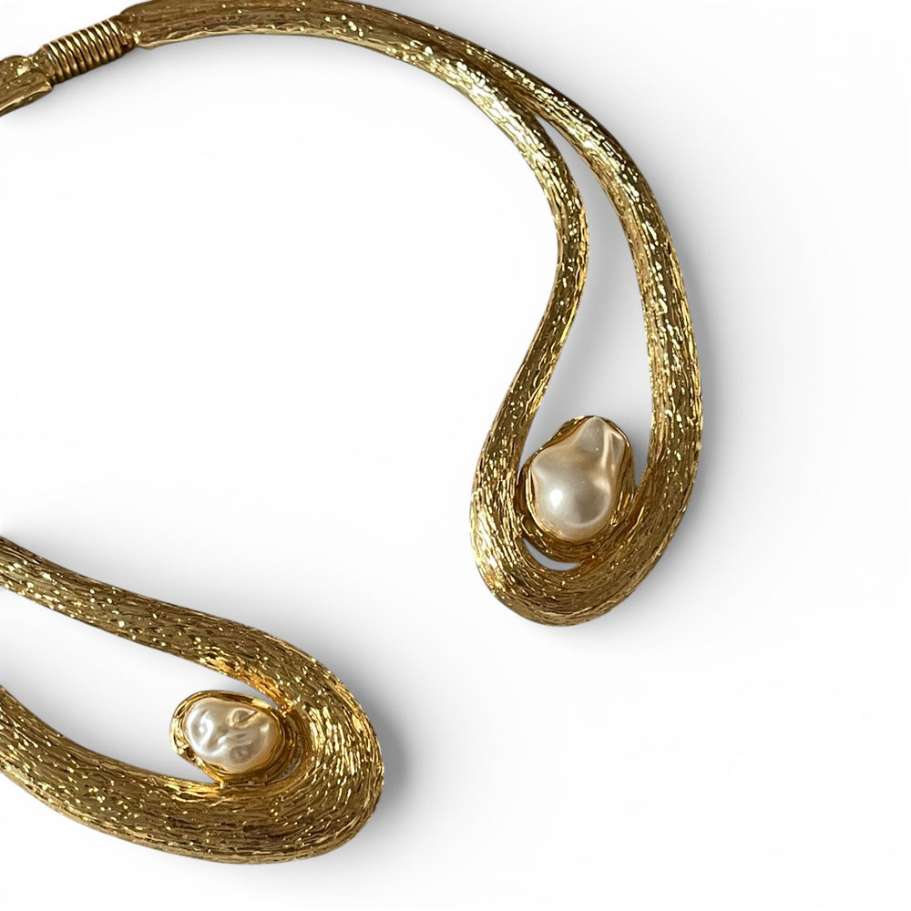 Sculptural Baroque Pearl Open Choker | 18k Gold Plated Statement Collar