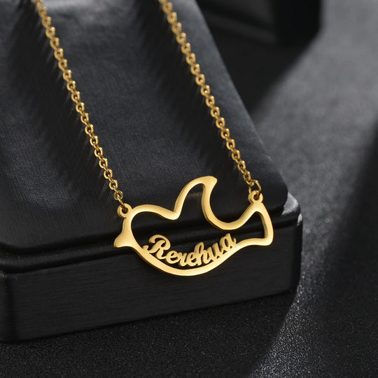 Personalized Name Necklace with Animal Pendant – Gold, Silver & Rose Gold