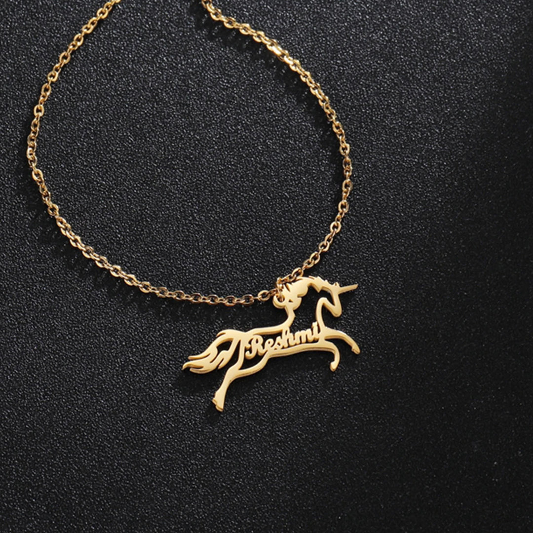 Personalized Name Necklace with Animal Pendant – Gold, Silver & Rose Gold