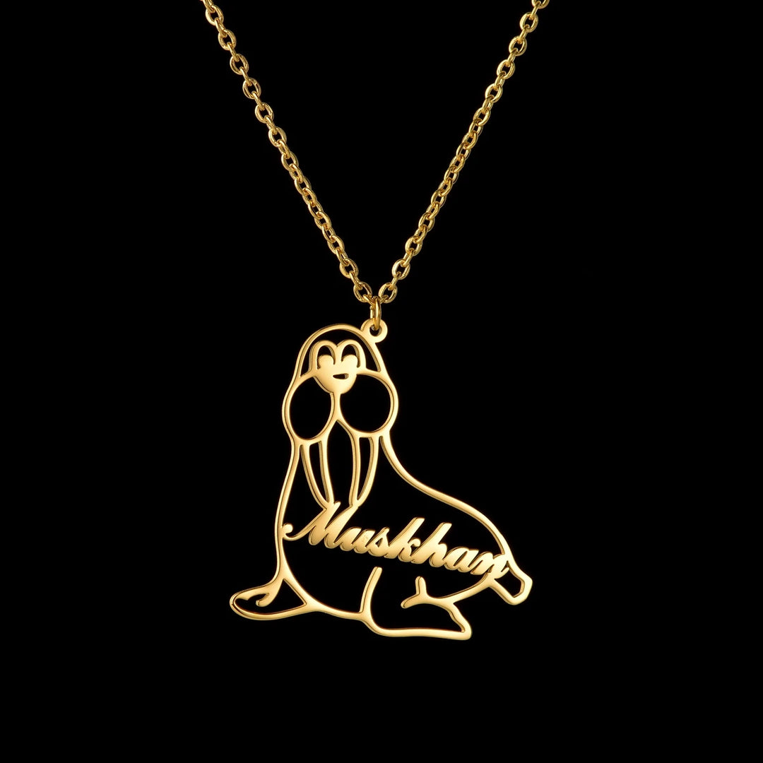 Personalized Name Necklace with Animal Pendant – Gold, Silver & Rose Gold