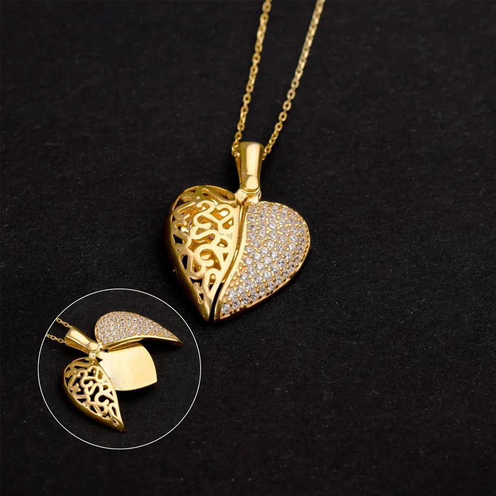 Personalized Engraved Heart Pendant Necklace | Hidden Message | Gold, Silver & Rose Gold