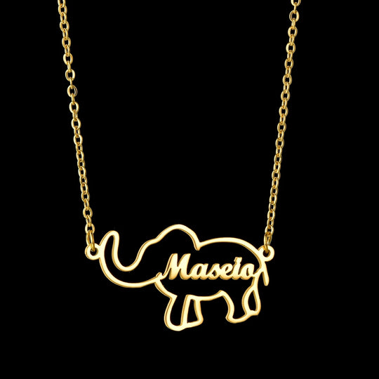 Personalized Name Necklace with Animal Pendant – Gold, Silver & Rose Gold