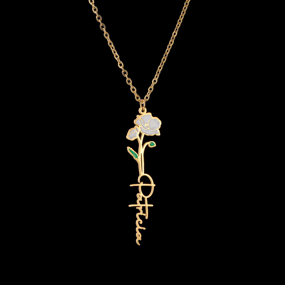 Custom Name Flower Pendant Necklace