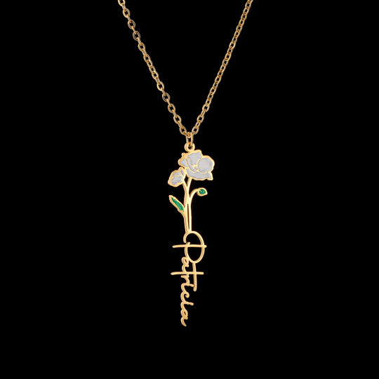 Custom Name Flower Pendant Necklace