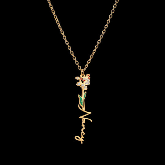 Custom Name Flower Pendant Necklace