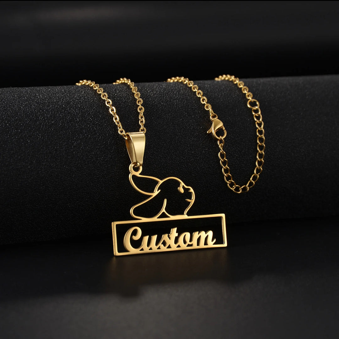 Personalized Name Necklace with Animal Pendant – Gold, Silver & Rose Gold