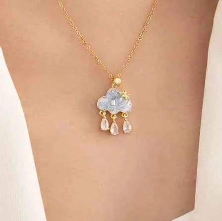 Cloud Raindrop Tassel Necklace | 316L Stainless Steel