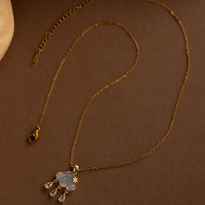 Cloud Raindrop Tassel Necklace | 316L Stainless Steel