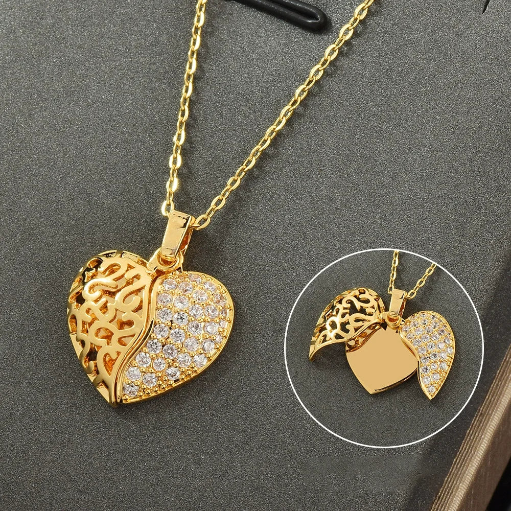 Personalized Engraved Heart Pendant Necklace | Hidden Message | Gold, Silver & Rose Gold