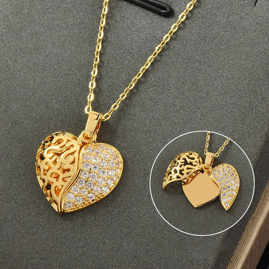 Personalized Engraved Heart Pendant Necklace | Hidden Message | Gold, Silver & Rose Gold