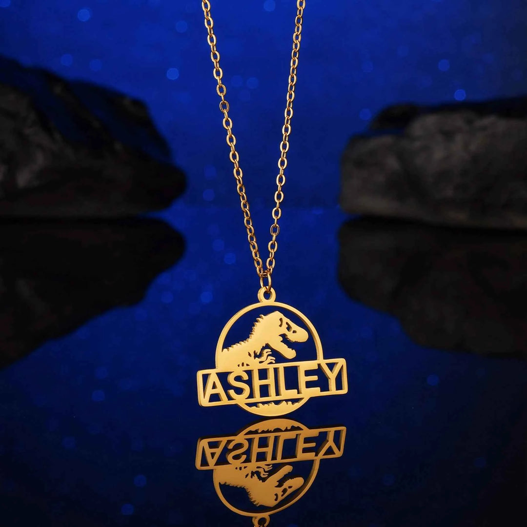 Atoztide Personalized Custom Name Necklaces for Women Stainless Steel Animal Dinosaur Pendant Link Chain Birthday Jewelry Gift