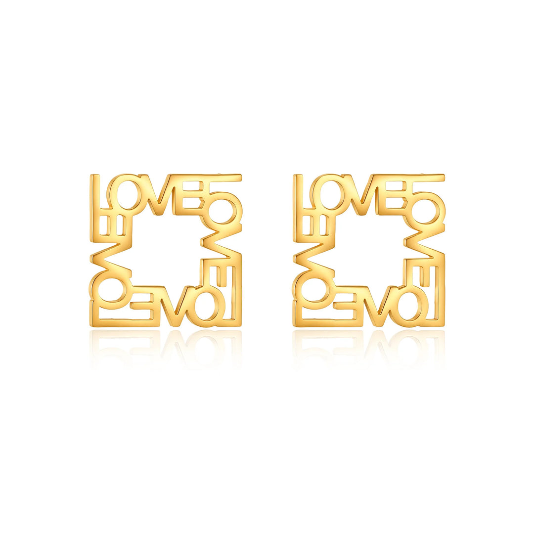 Custom Name Square Stud Earrings | Personalized Stainless Steel