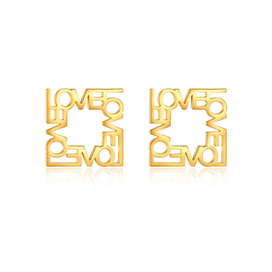 Custom Name Square Stud Earrings | Personalized Stainless Steel