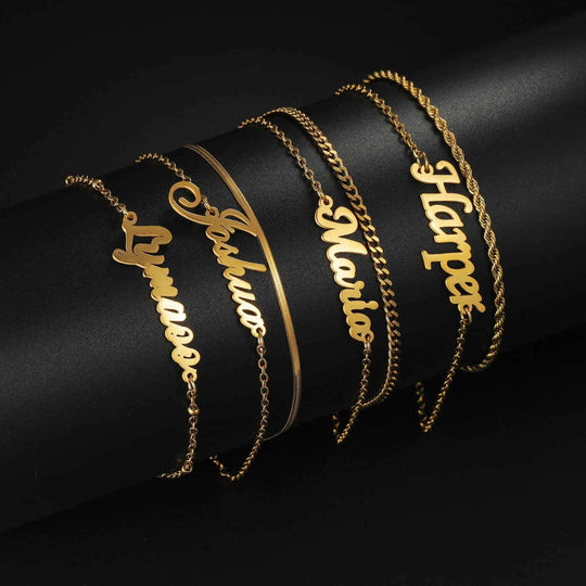 Atoztide 18cm Personalized Custom Name Anklet 2 Layer Leg Chain for Women Stainless Steel Letter Charms Twice Chain Jewelry Gift