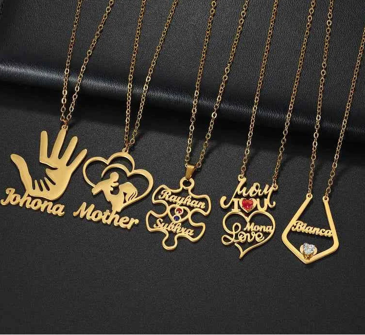 365 New Arrival Custom Name Necklace Personalized Stainless Steel Pendant Necklace for Women Mother Family Jewelry Birthday Gift