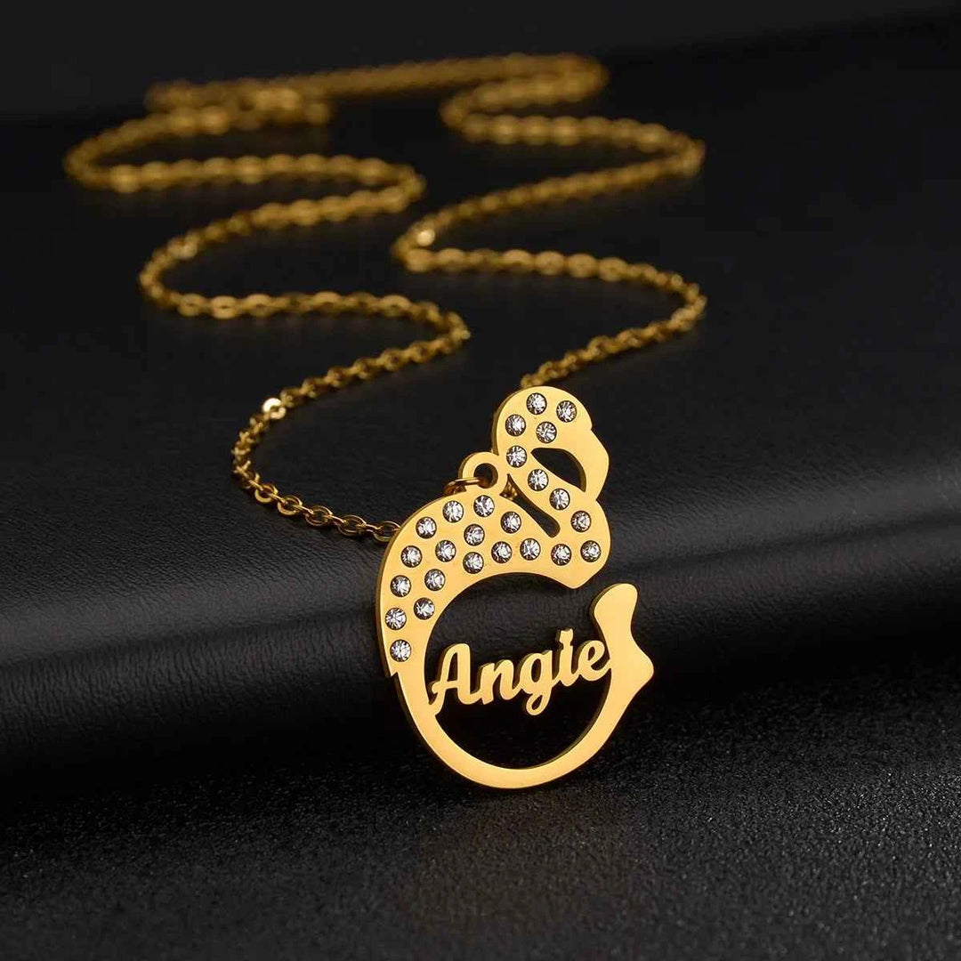 Atoztide Personalized Custom Name Necklaces for Women Stainless Steel Animal Dinosaur Pendant Link Chain Birthday Jewelry Gift