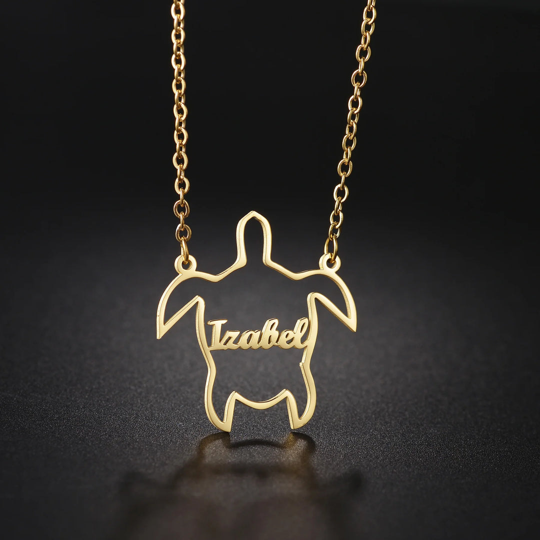 Personalized Name Necklace with Animal Pendant – Gold, Silver & Rose Gold