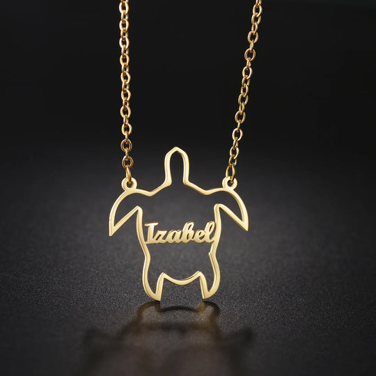 Personalized Name Necklace with Animal Pendant – Gold, Silver & Rose Gold