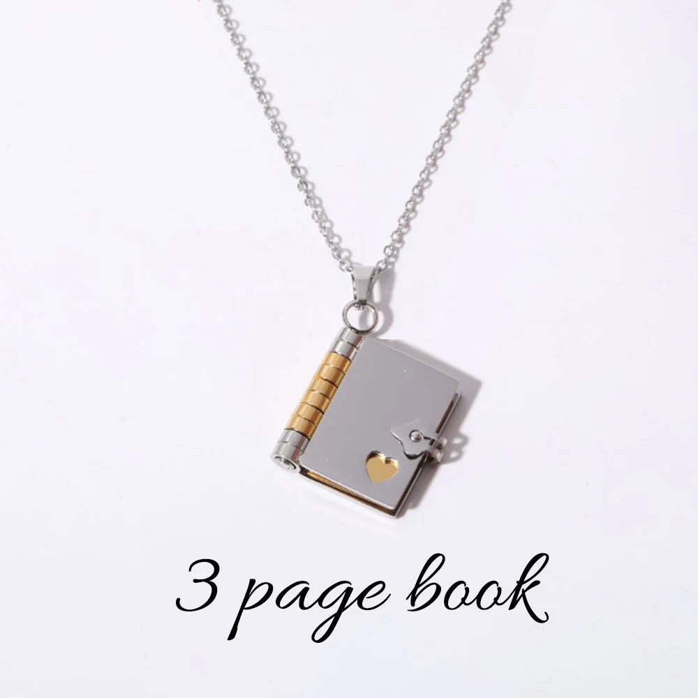 Engravable Book Locket Necklace – Personalized Pendant