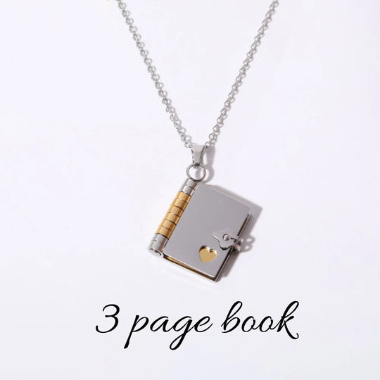 Engravable Book Locket Necklace – Personalized Pendant