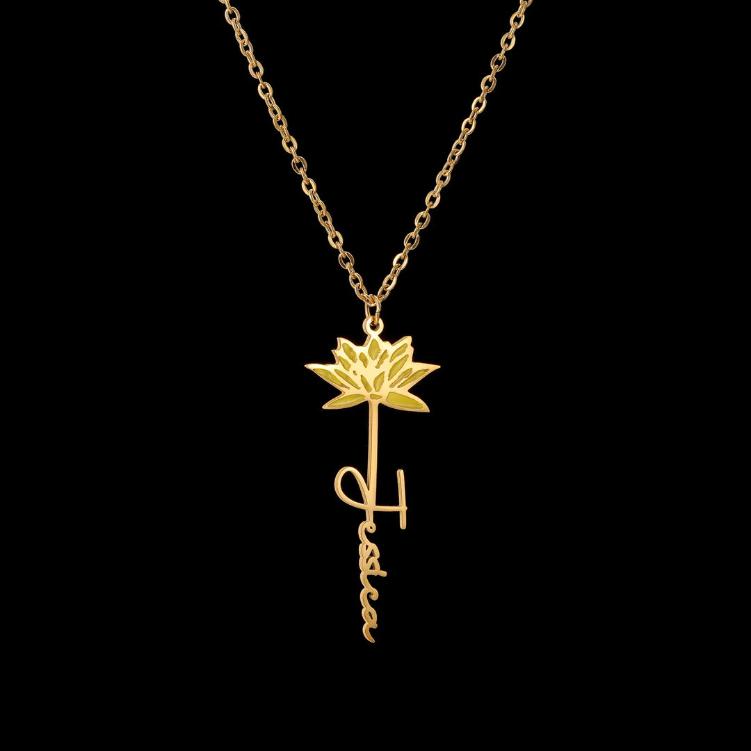 Custom Name Flower Pendant Necklace