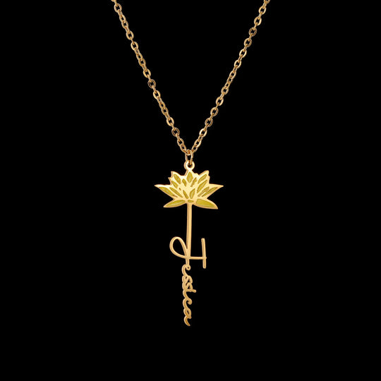 Custom Name Flower Pendant Necklace