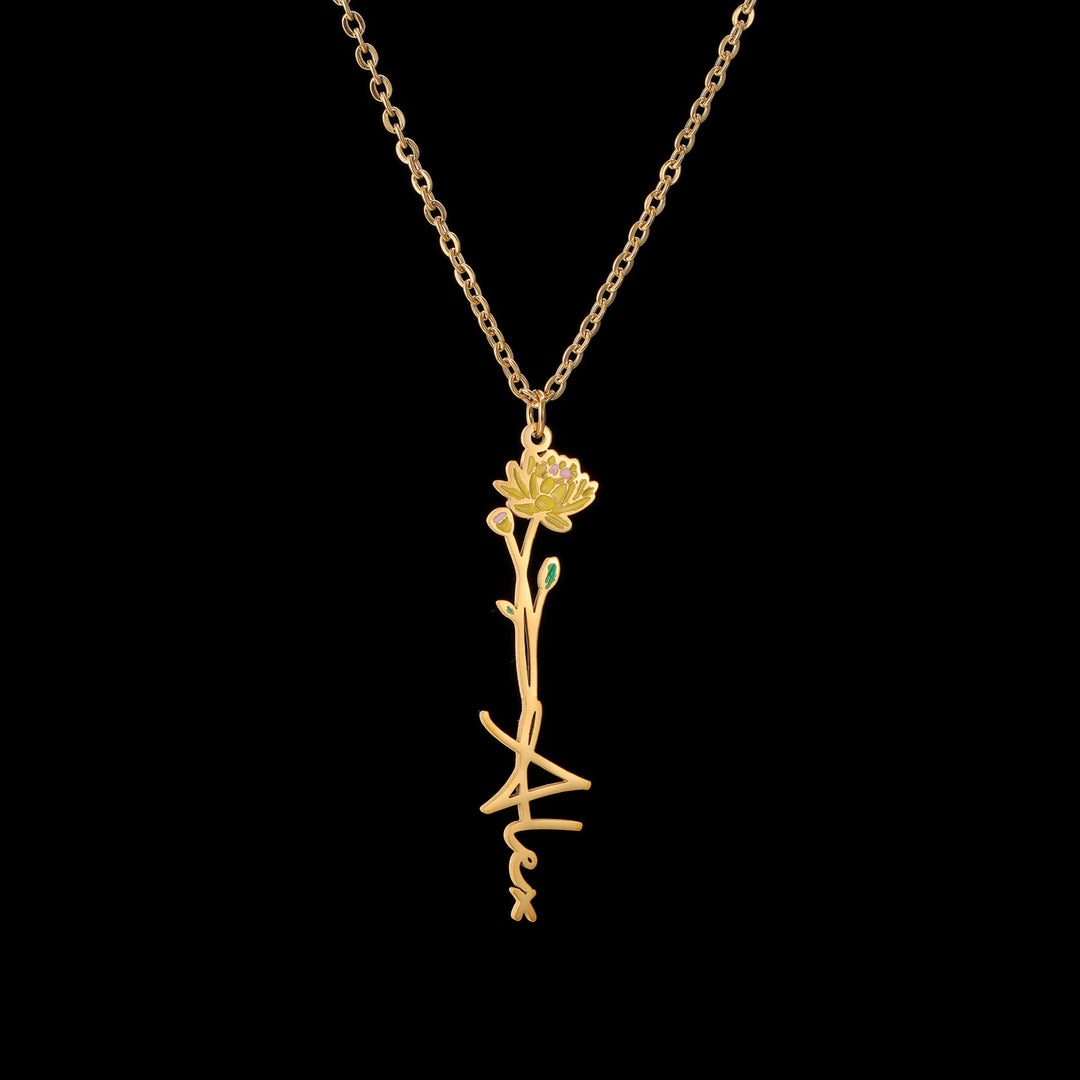 Custom Name Flower Pendant Necklace