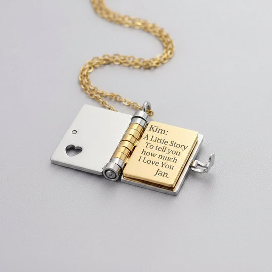 Engravable Book Locket Necklace – Personalized Pendant