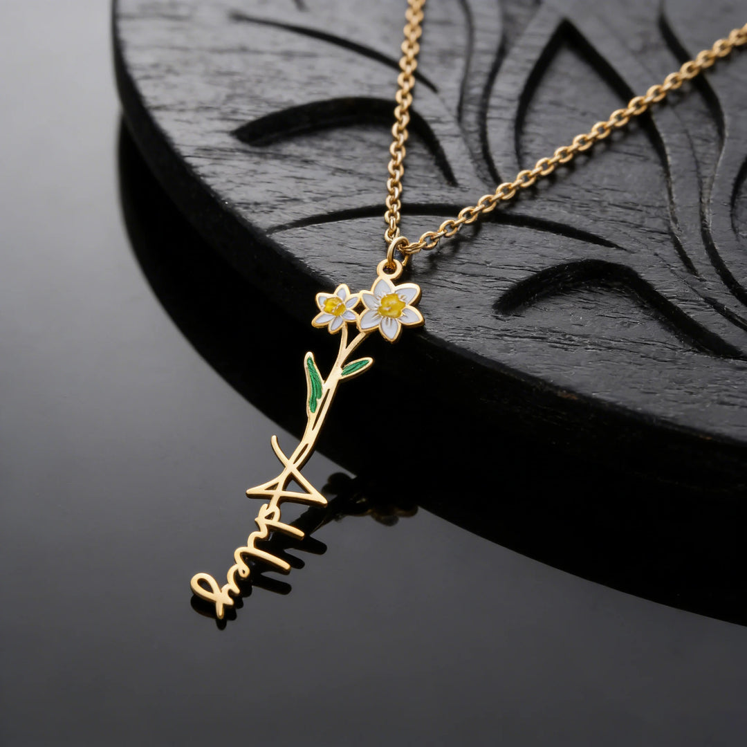 Custom Name Flower Pendant Necklace