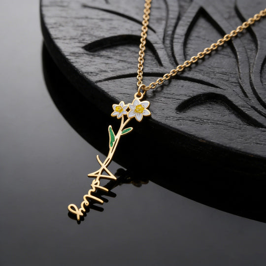 Custom Name Flower Pendant Necklace