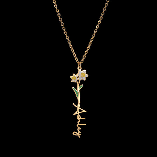 Custom Name Flower Pendant Necklace