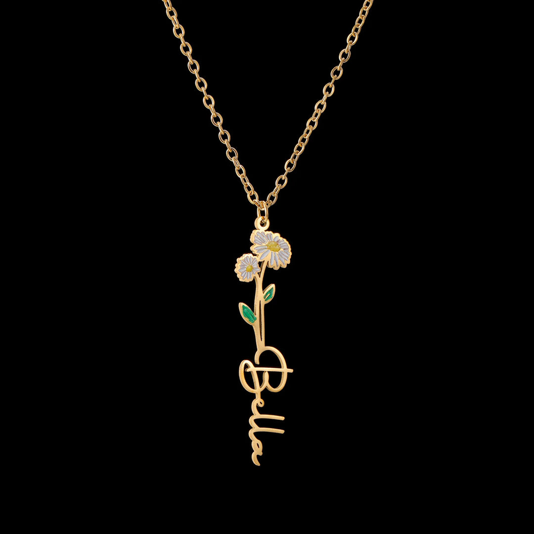 Custom Name Flower Pendant Necklace