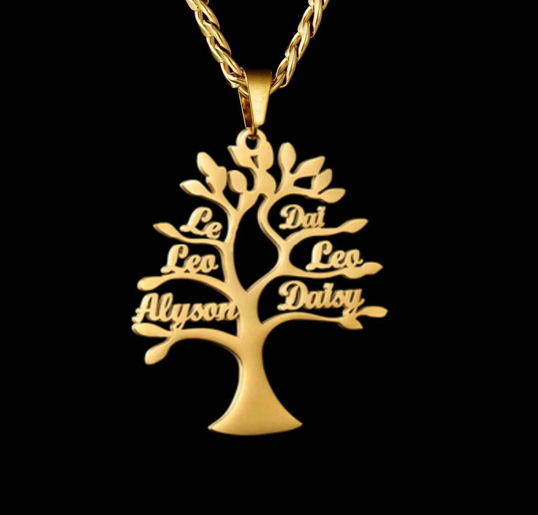Atoztide Personalized Custom Name Necklace Stainless Steel Birthstone Family LifeTree for Women Letter Mother Kids Jewelry Gift