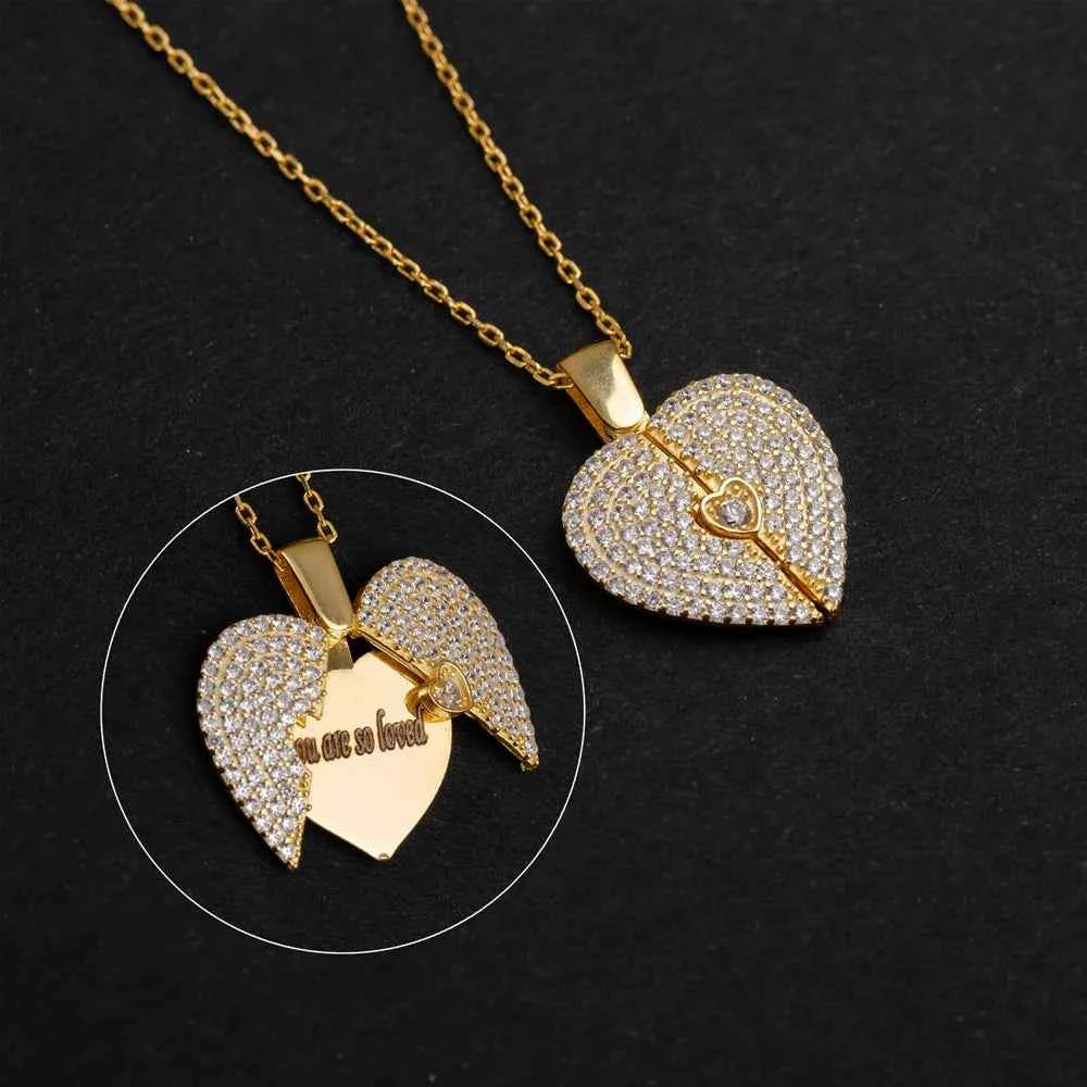 Atoztide Engrave Name Heart Necklace Personalized Hidden Message Stainless Steel Jewelry Pendant for Women Chain Birthday Gift