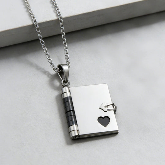 Engravable Book Locket Necklace – Personalized Pendant