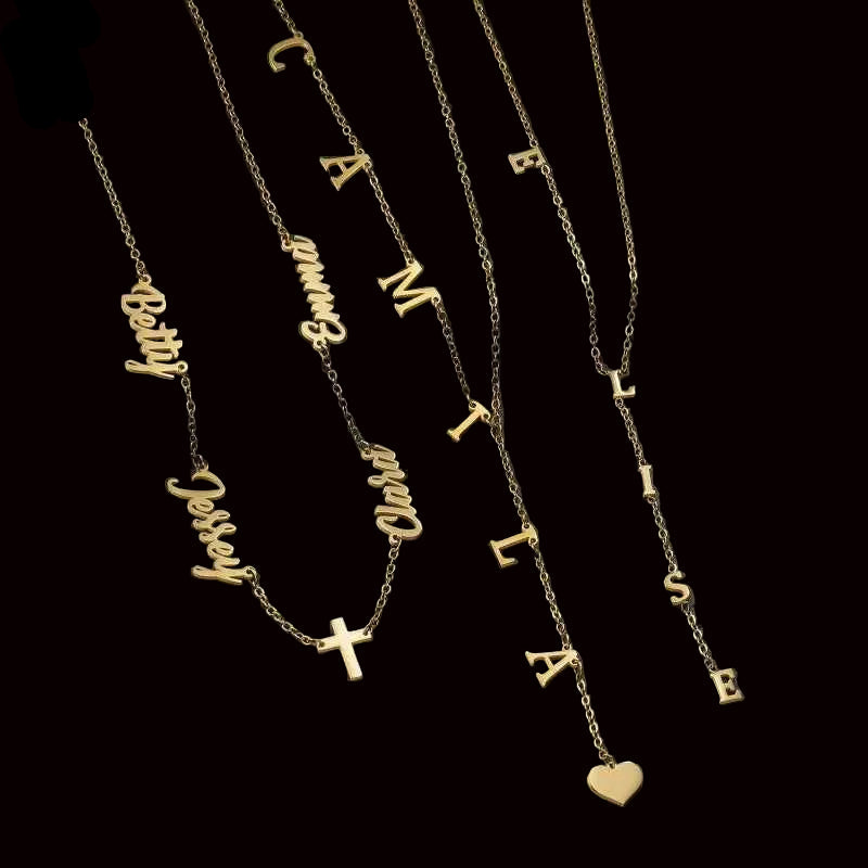 365 New Arrival Trendy Multiple Name Letters Necklace For Women Stainless Steel Personalized Charming Choker Girls Birthday Gift