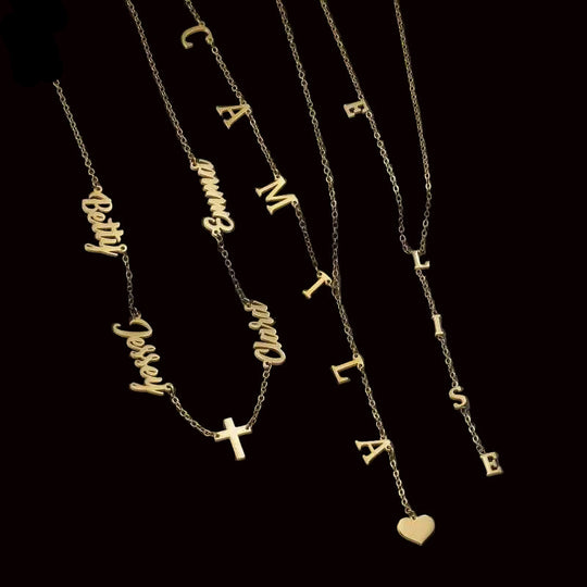 365 New Arrival Trendy Multiple Name Letters Necklace For Women Stainless Steel Personalized Charming Choker Girls Birthday Gift