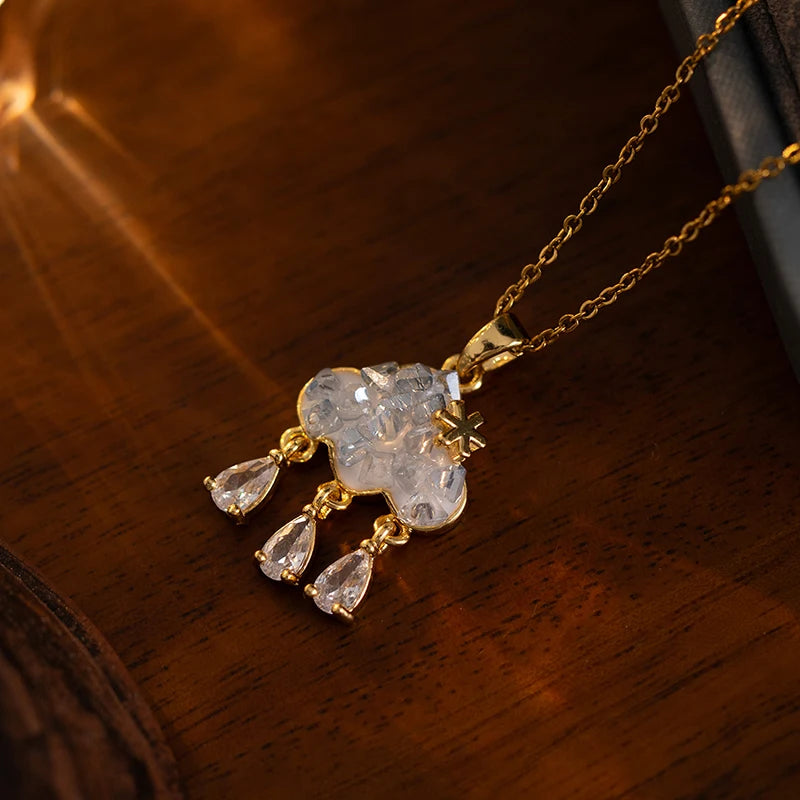 Cloud Raindrop Tassel Necklace | 316L Stainless Steel