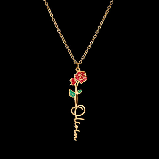 Custom Name Flower Pendant Necklace
