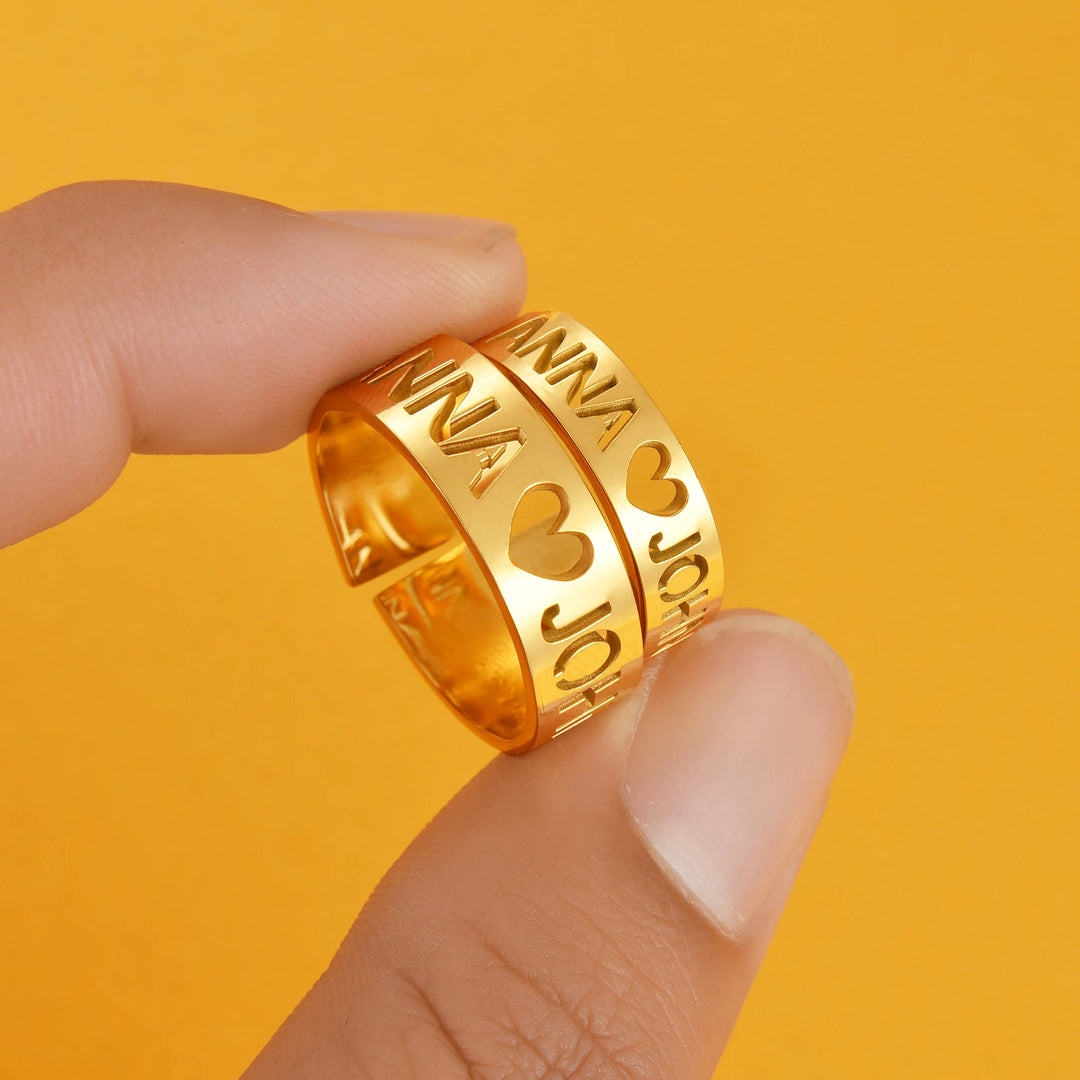 Personalized Name Ring – Adjustable Stainless Steel | Silver, Gold, Rose Gold & Black