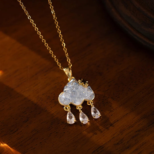 Cloud Raindrop Tassel Necklace | 316L Stainless Steel