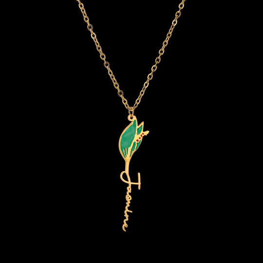 Custom Name Flower Pendant Necklace