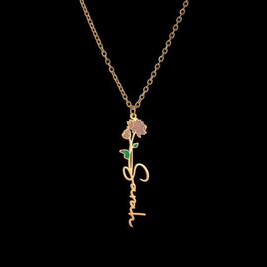 Custom Name Flower Pendant Necklace