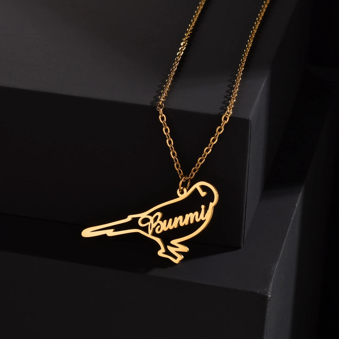 Personalized Name Necklace with Animal Pendant – Gold, Silver & Rose Gold