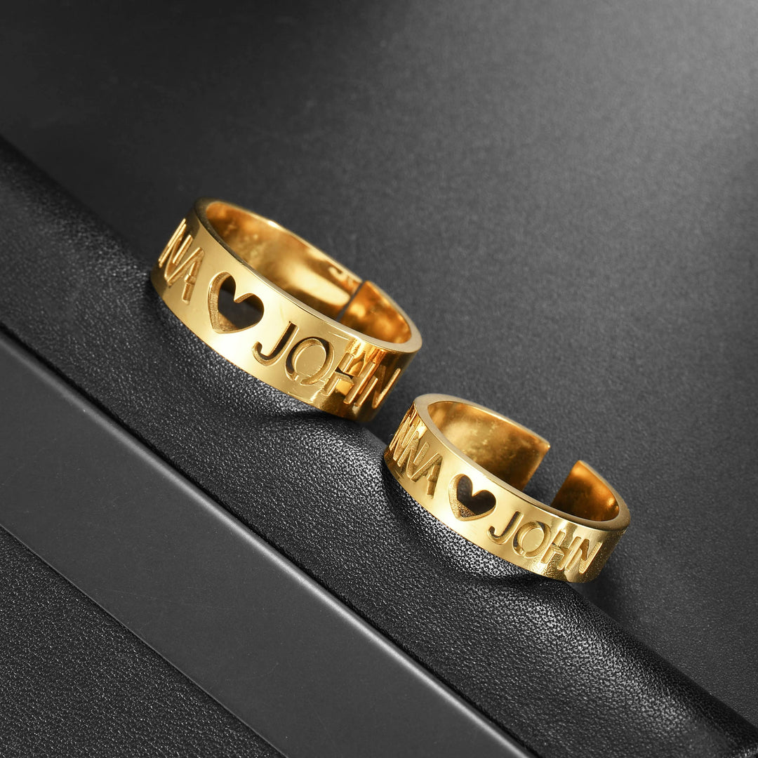 Personalized Name Ring – Adjustable Stainless Steel | Silver, Gold, Rose Gold & Black