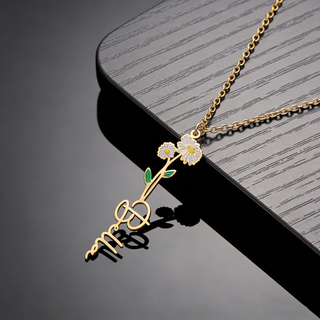 Custom Name Flower Pendant Necklace