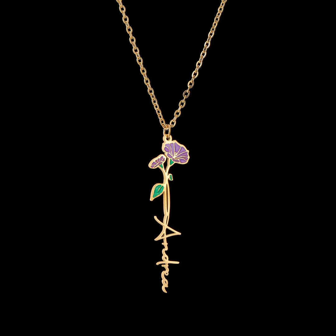 Custom Name Flower Pendant Necklace
