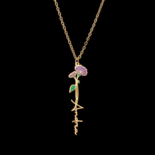 Custom Name Flower Pendant Necklace